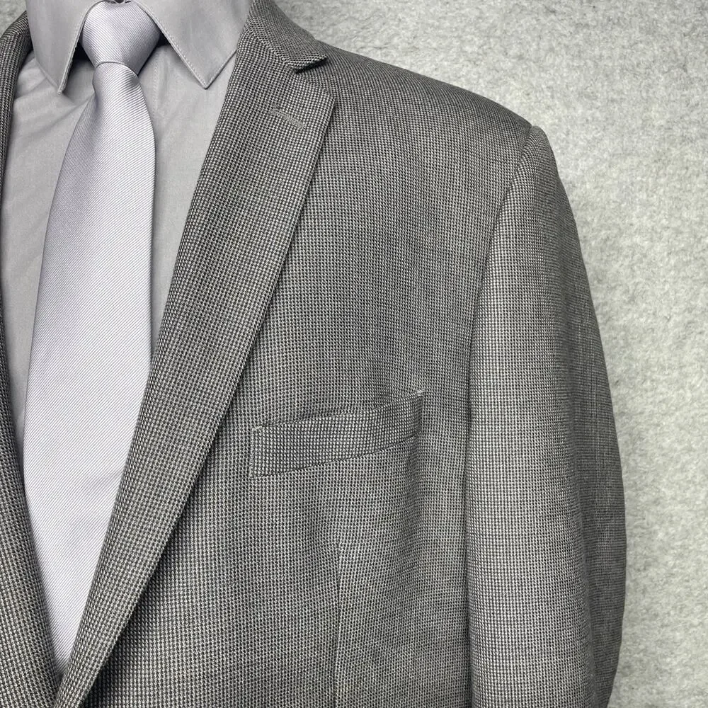 Pronto Uomo Platinum Mens 50 XL Sport Coat Blazer Gray 100% Wool Micro Check
